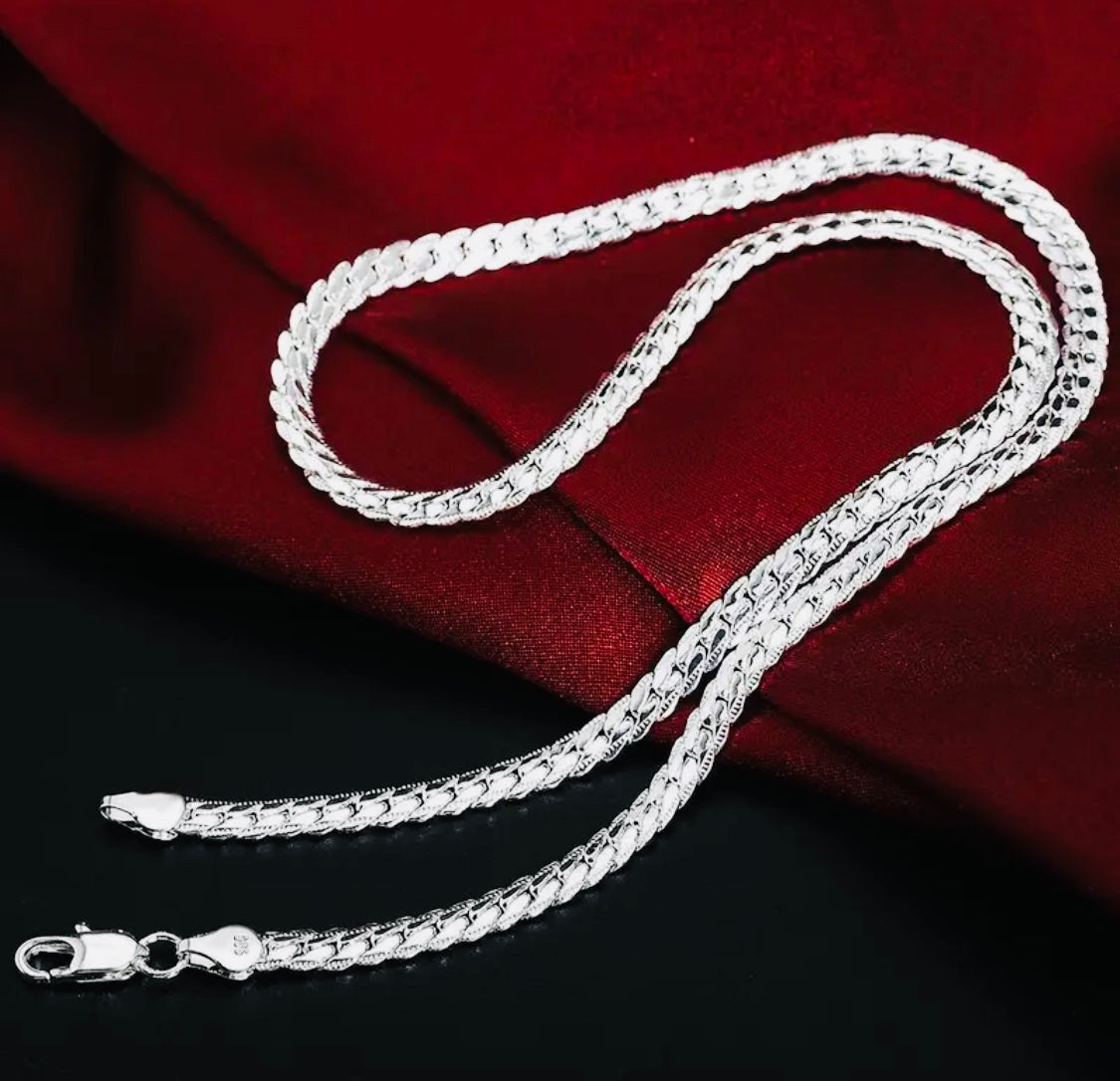 Hermosa Cadena de Plata 925 Unisex Hipoalergenica