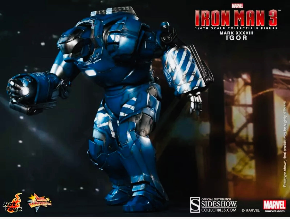 Obra maestra de la película Iron Man
Mark 38 (Igor)
-Género: Figura -Fabricante: HOT TOYS -Tamaño: escala 1/6 (altura total aprox. 430 mm) -Apareció en: Iron Man 3 [

Condición del producto] Nuevo en cajas 

Luces Led 

💯 % se puede posar en cualqui