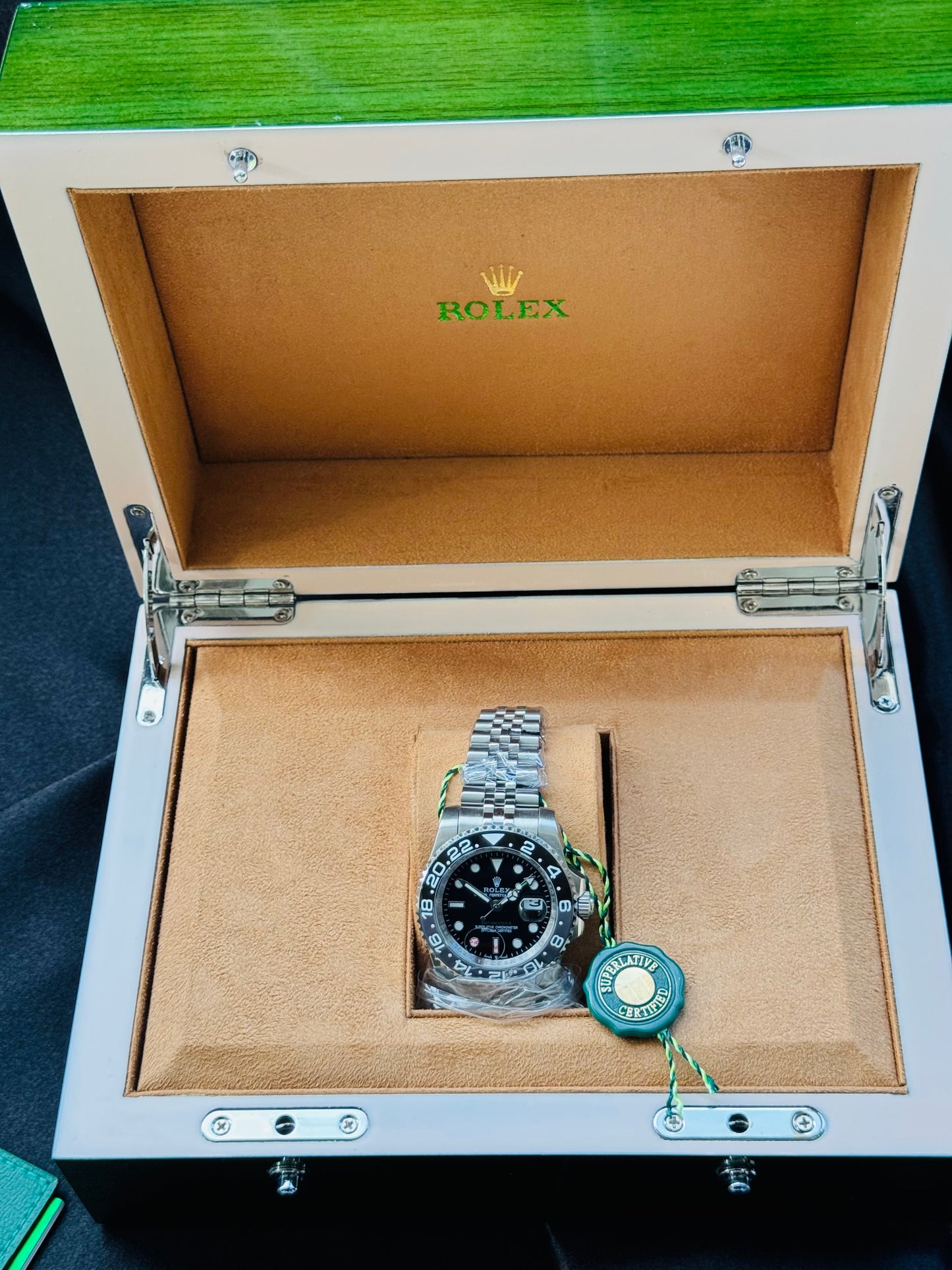 FAMOSO RELOJ AUTOMÁTICO MECÁNICO BRUCE WAYNE-GMT MASTER OYSTER PERPETUAL 2 ZONAS HORARIAS