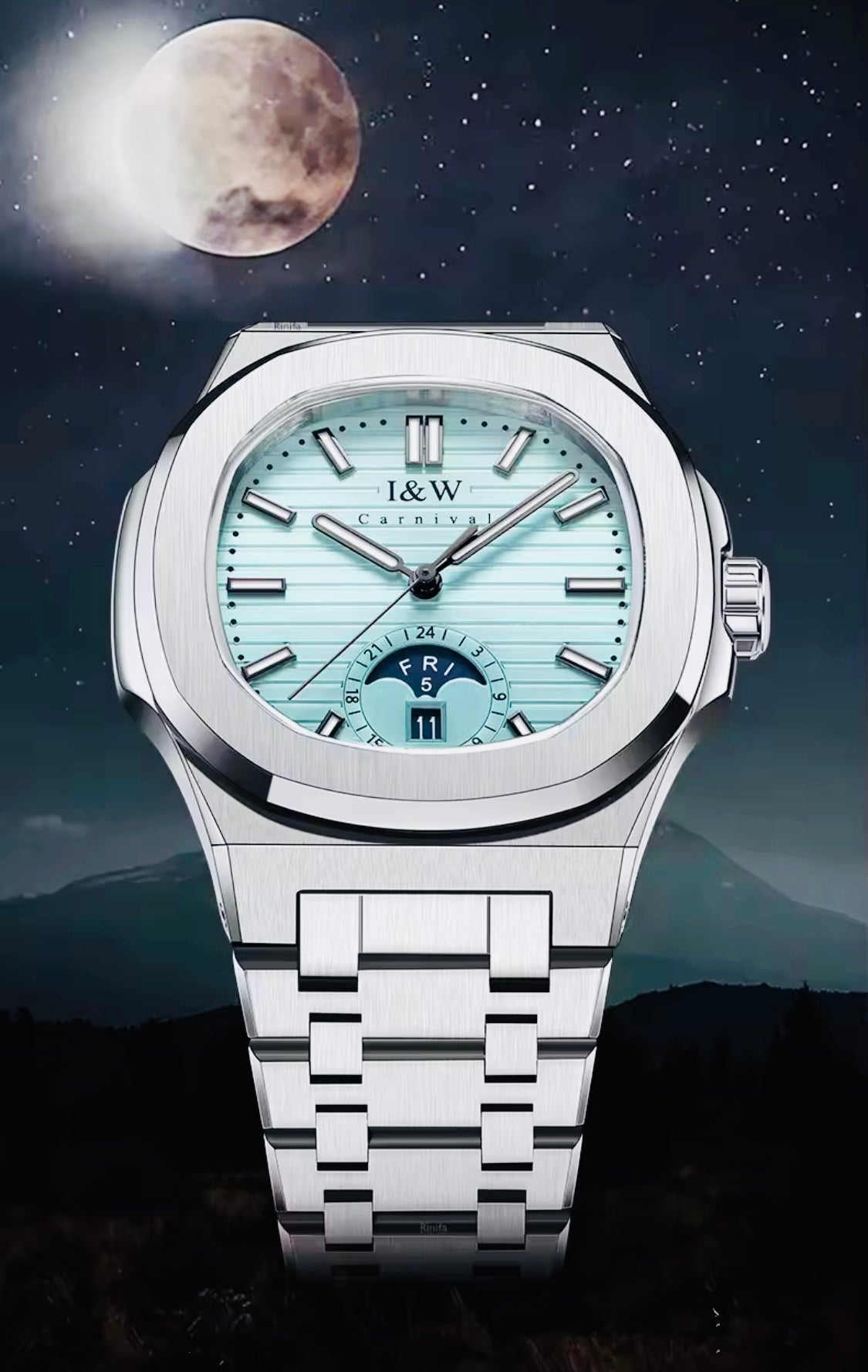 IMPRESIONANTE RELOJ AUTOMÁTICO I&W MÁXIMA CALIDAD Y ESPECTACULAR DISEÑO-CRISTAL ZAFIRO-FECHADOR-SEMANARIO-50 METROS 💦 LUMINOSO-ETC
