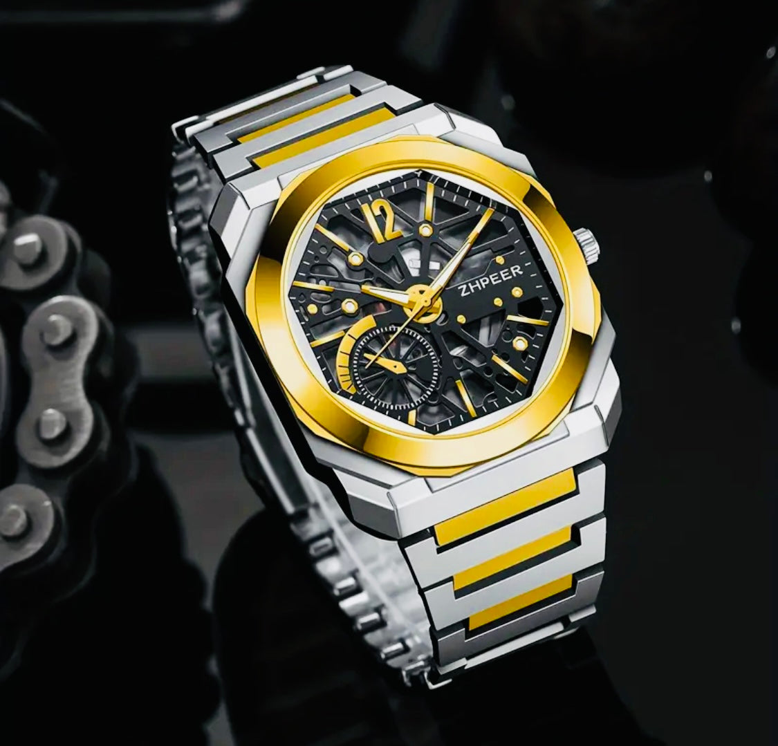 Reloj de Acero Inoxidable de Alta Calidad -estilo casual de negocios- no resistente al agua, pantalla analógica, caja redonda de aleación de zinc, movimiento de cuarzo, accionamiento electrónico, correa de aleación - Regalo perfecto para profesionales y e