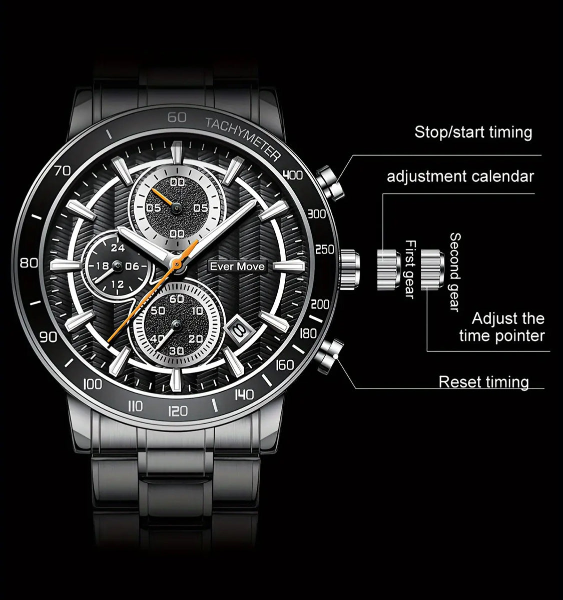 Moderno Diseño Reloj Multifuncional de Cuarzo con Máquina Japonesa Alta Calidad 💯% Original