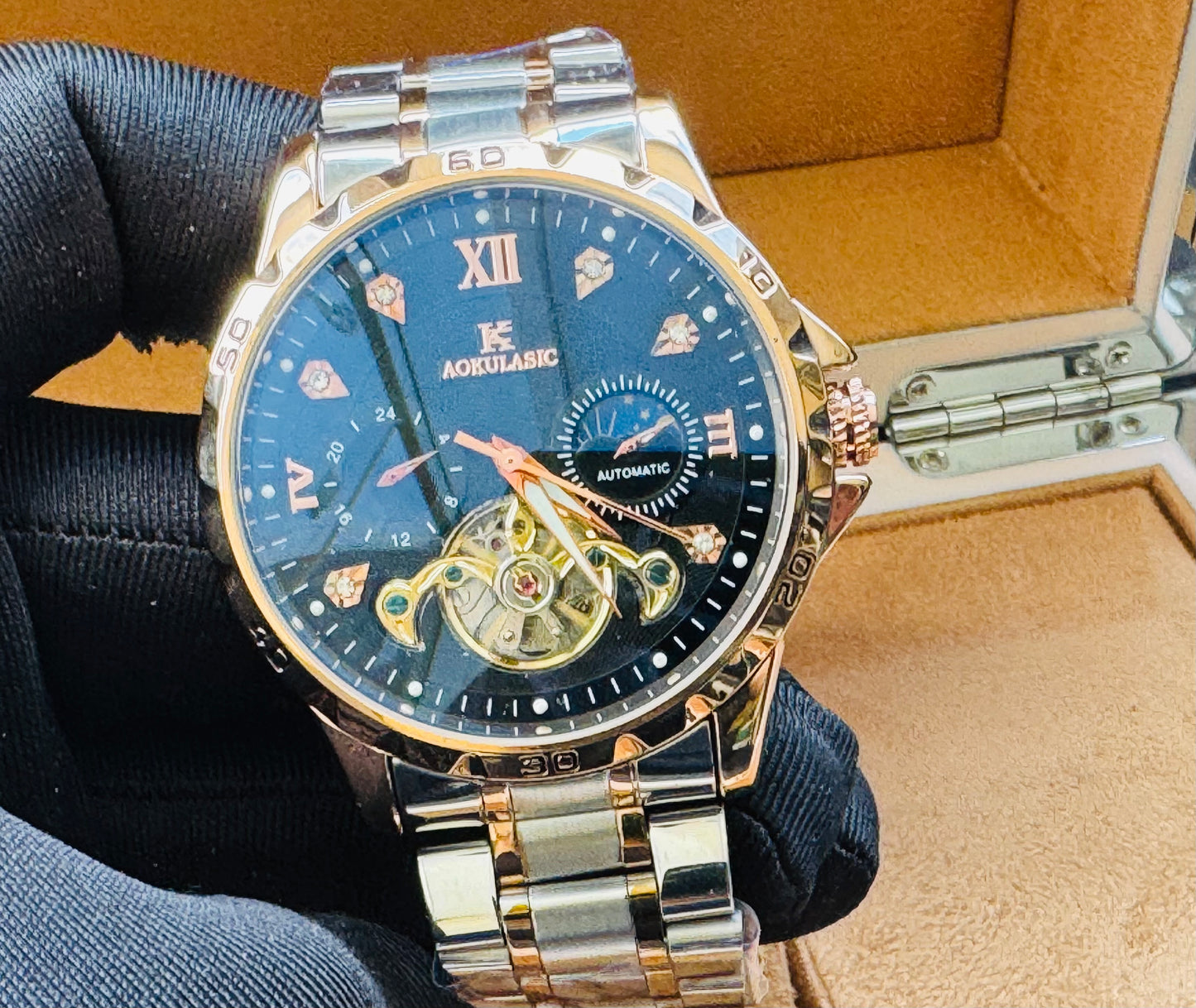 Impresionante Reloj Automático Mecánico Tourbillon 5 Complicaciones 💯% Original-Circonias Etcétera