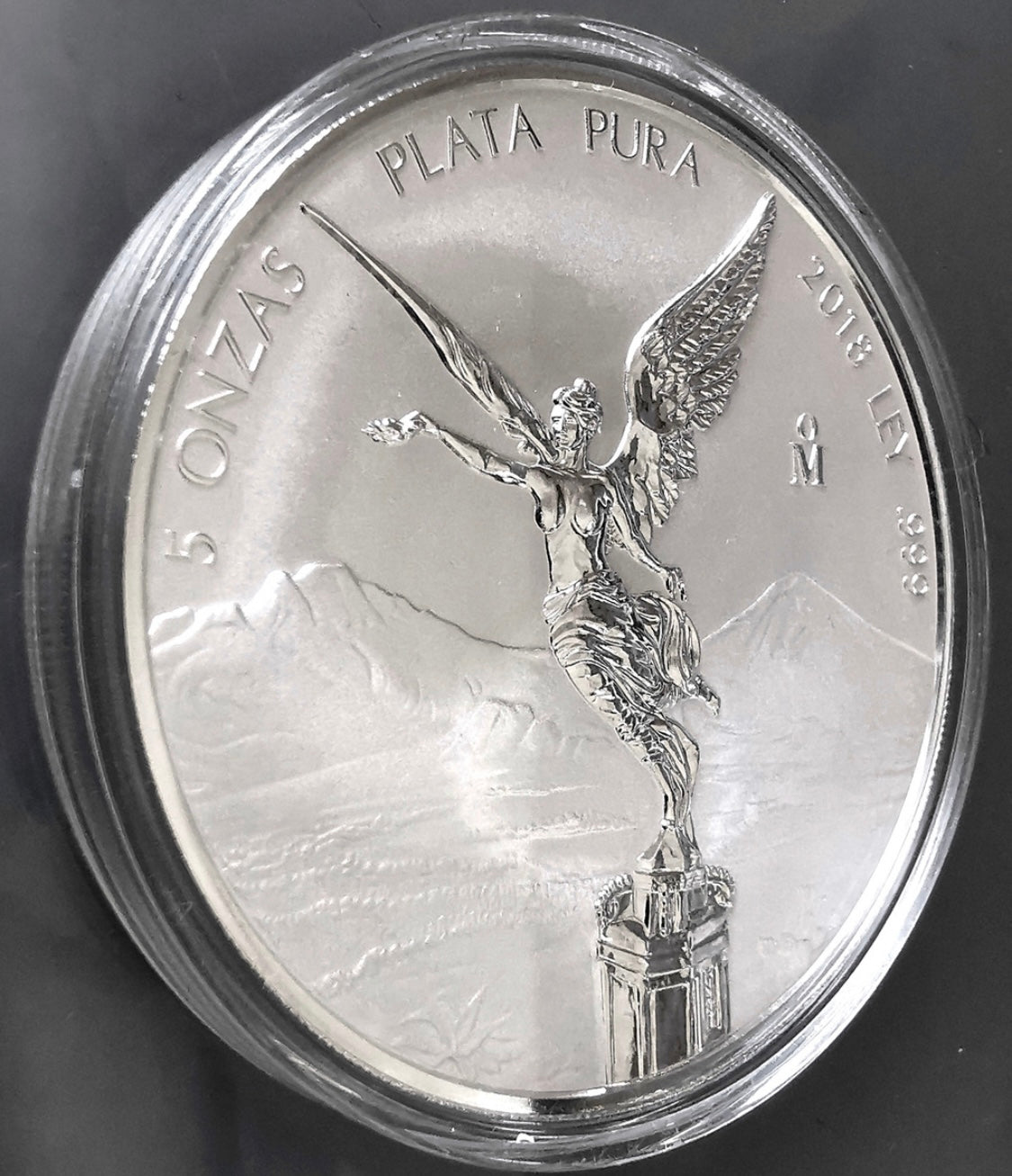 Hermosa 🤩 y Exclusiva Moneda Plata Pura de Ley .999 -5 Onzas- Acabado MATE BRILLO AÑO 2018. Nueva Encapsulada Sellada de Origen Casa de Moneda 🪙 Alto Relieve!