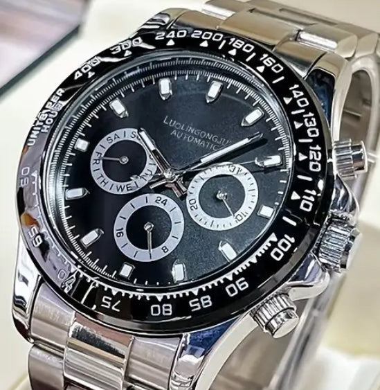 Hermoso y Elegante Reloj Mecánico Tipo Daytona Excelentes Acabados! Disponible con Carátula Negra y Gris! 💯% Original