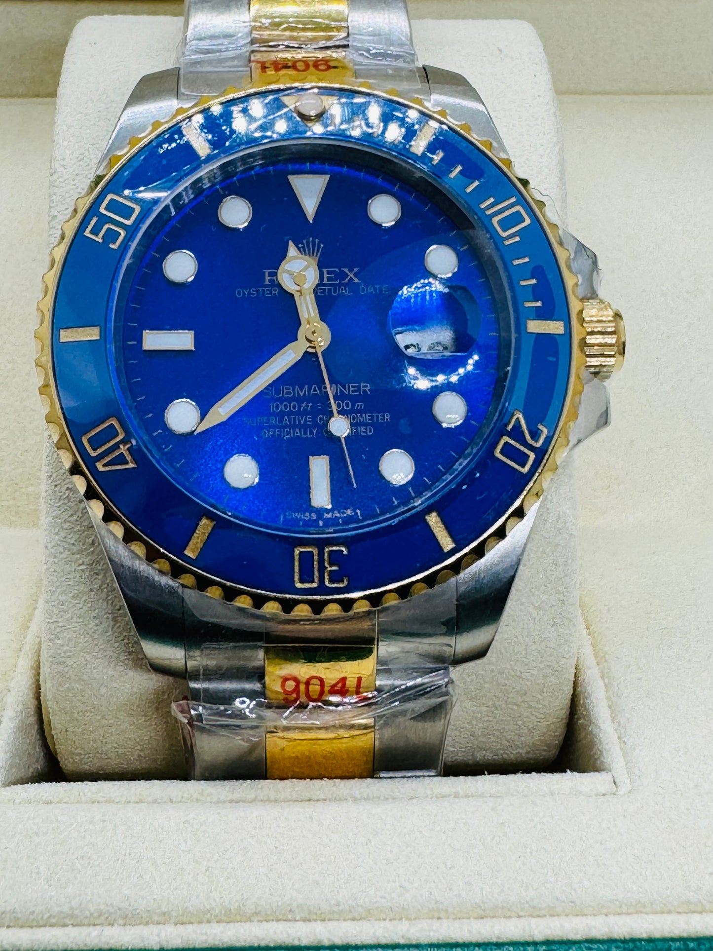 HERMOSO RELOJ AUTOMÁTICO MECÁNICO SUBMARINER OYSTER PERPETUAL DATE! BLUEASY! ;) MUY DESEADO MODELO! LUMINOSO-FECHADOR-ETCÉTERA