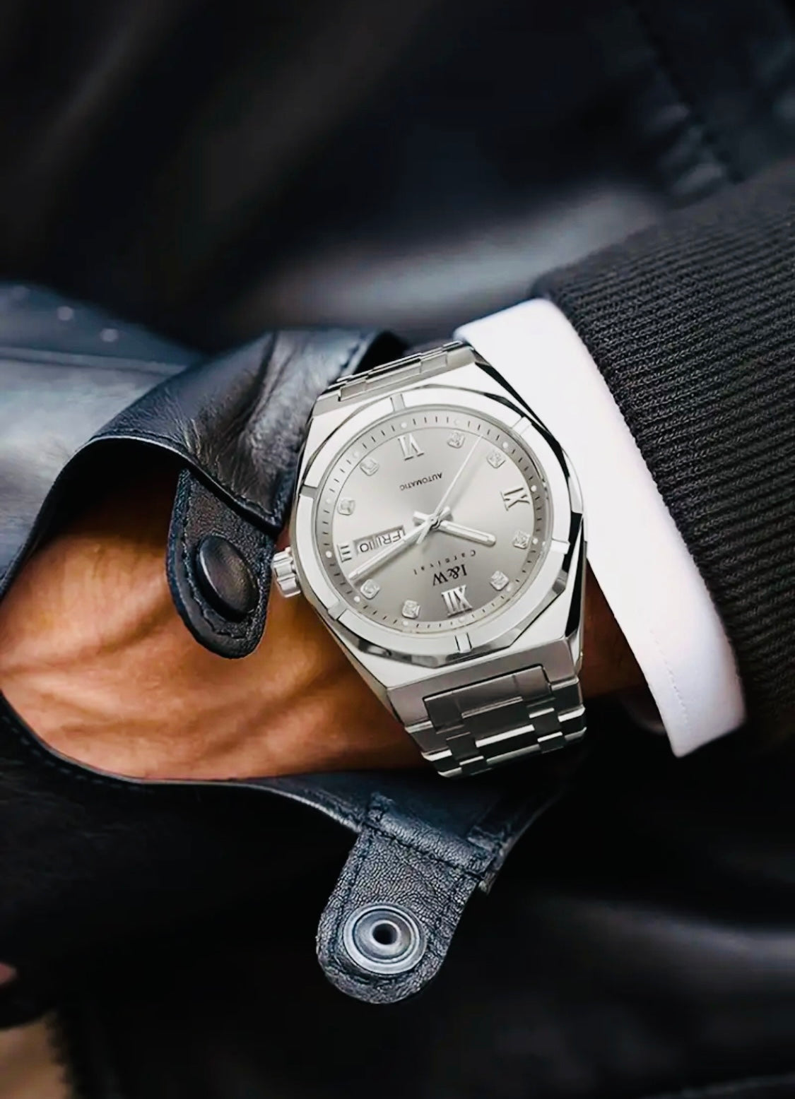 Increíble y Hermoso Reloj Automático Mecánico Día con Letras y Fechador Numérico- Crystal Zafiro! Movimiento Japonés que es el Mejor a Nivel Mundial Superando al Suizo! Maquinaria Japonesa con Joyas 💎 Japonesas Miyota! 💯% Original-30 Metros Profundidad!