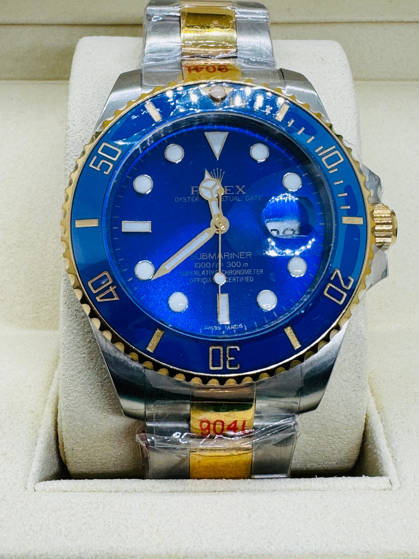 HERMOSO RELOJ AUTOMÁTICO MECÁNICO SUBMARINER OYSTER PERPETUAL DATE! BLUEASY! ;) MUY DESEADO MODELO! LUMINOSO-FECHADOR-ETCÉTERA