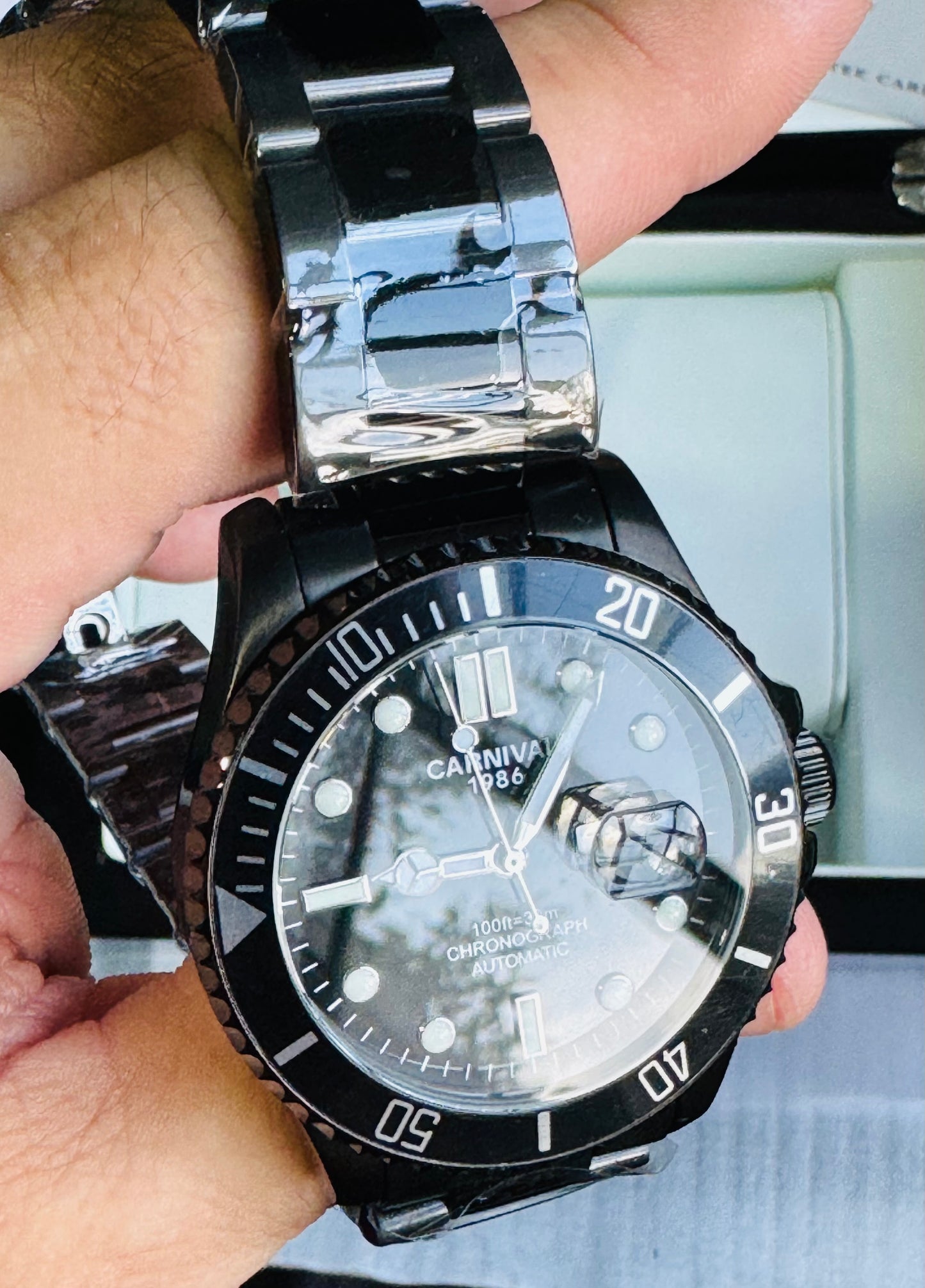 HERMOSO RELOJ AUTOMÁTICOMECÁNICO CRISTAL ZAFIRO-FECHADOR-LUMINOSO-RESISTENCIA AL AGUA-ALTA GAMA- 💯% ORIGINAL