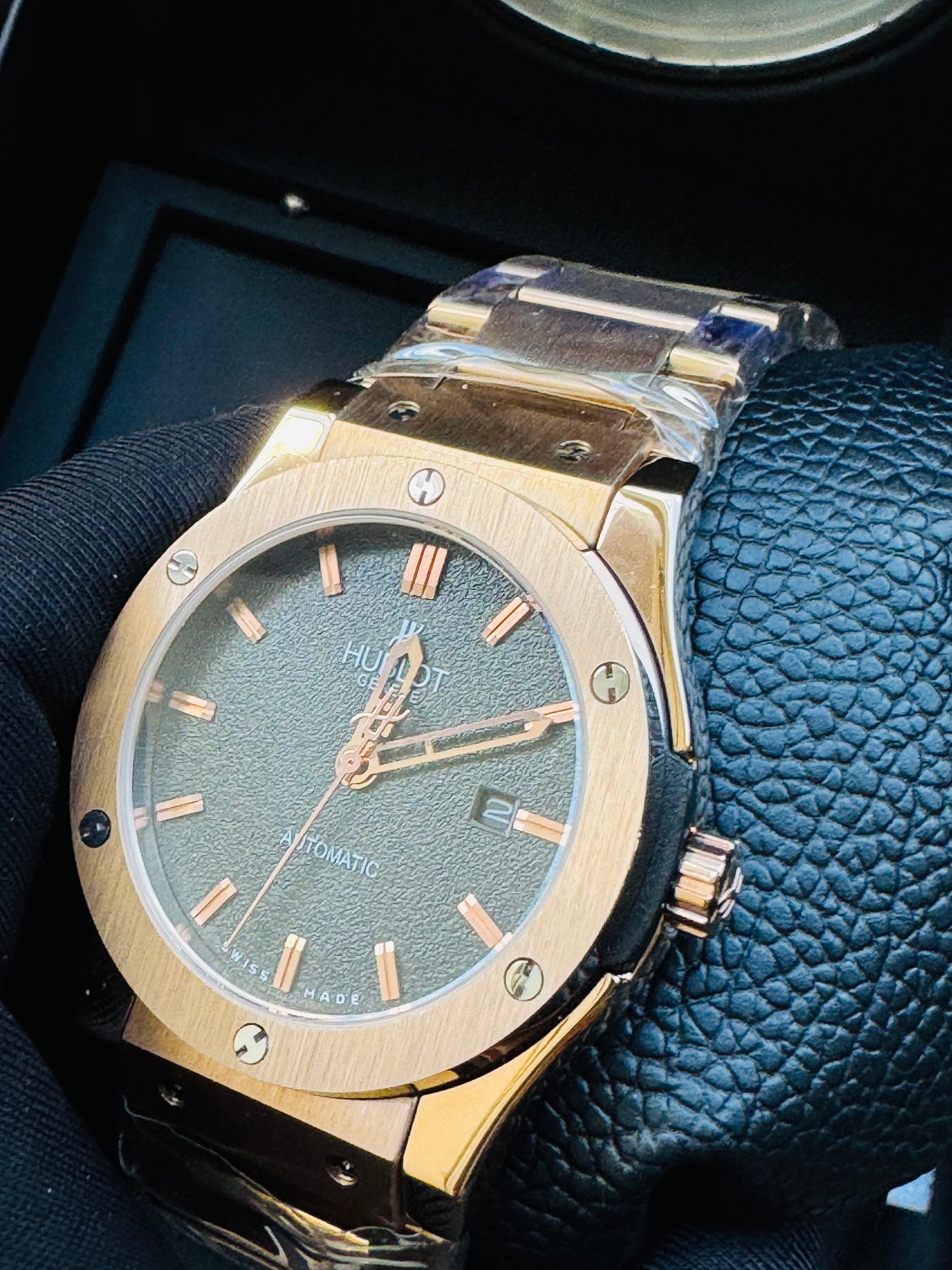 MÁXIMO LUJO! EXCLUSIVO HUBLOT AUTOMÁTICO CARATULA TIPO DIAMANTE 💎 Y LIJA! ELEGANCIA TOTAL!